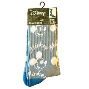 Disney Mickey Mouse Blue White Unisex Crew Socks Size 9-13
